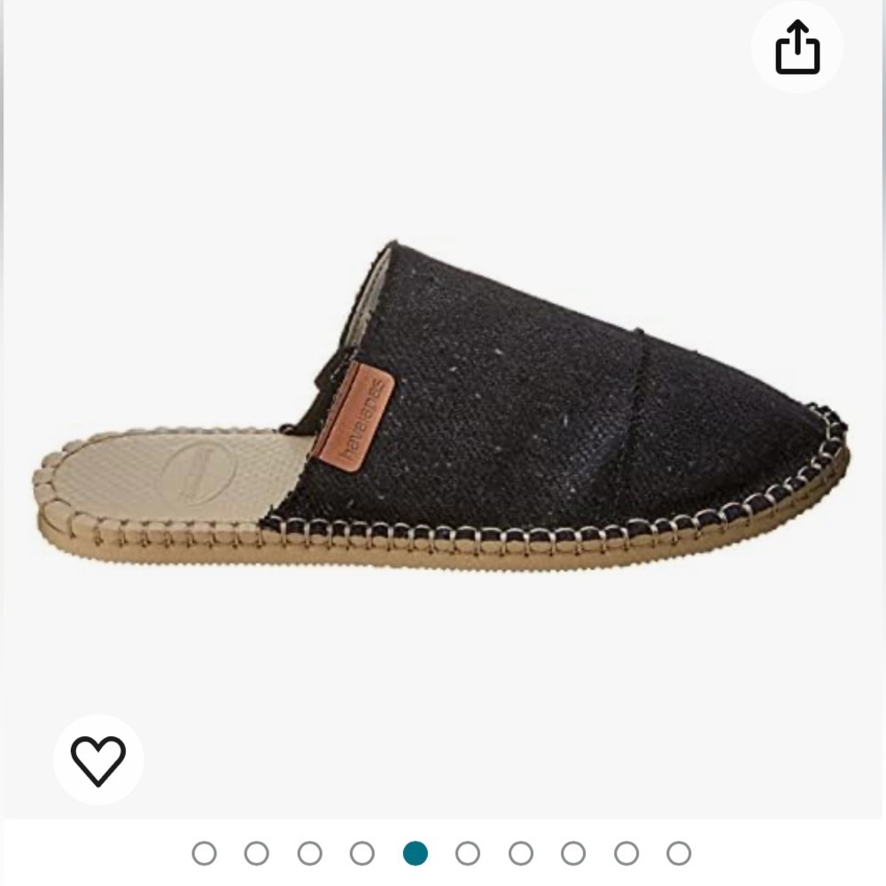 50%off w❤️ Havaianas Womens Mules black Cotton Slip On Espadrille 6.5 👠S1